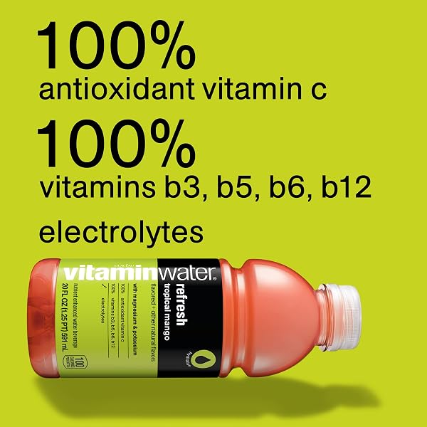 VITAMINWATER REFRESH ELECTROLYTE ENHANCED WATER W/VITAMINS, TROPICAL MANGO DRINKS, 20 FL OZ, 12 PACK