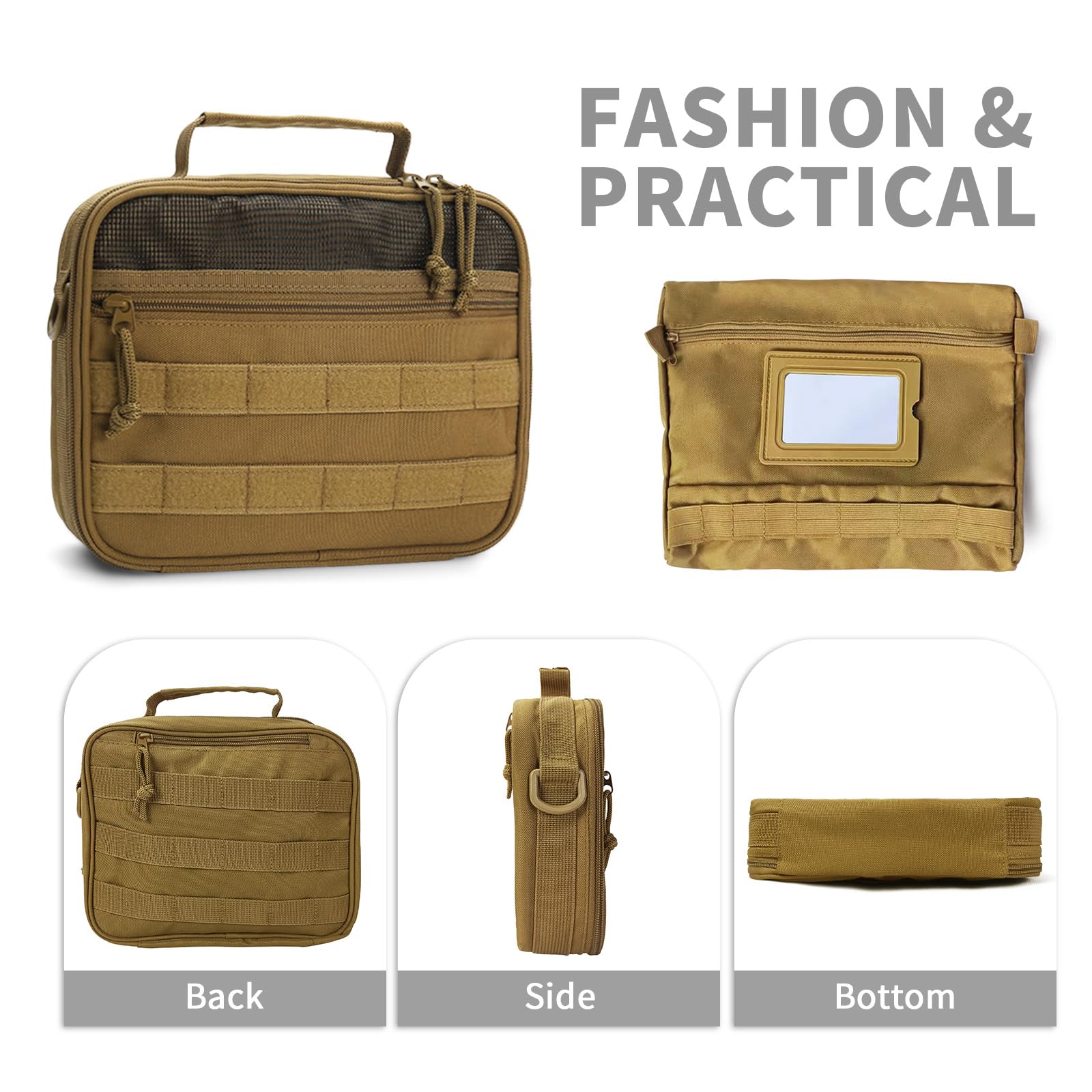 SMONT Toiletry Bag for Men Travel Toiletry Organizer Dopp Kit Travel Organizer Toiletries Travel Bag Shaving Hygiene Bag Bathroom Hanging Men's Toiletry Bag for Short Trips Brown
