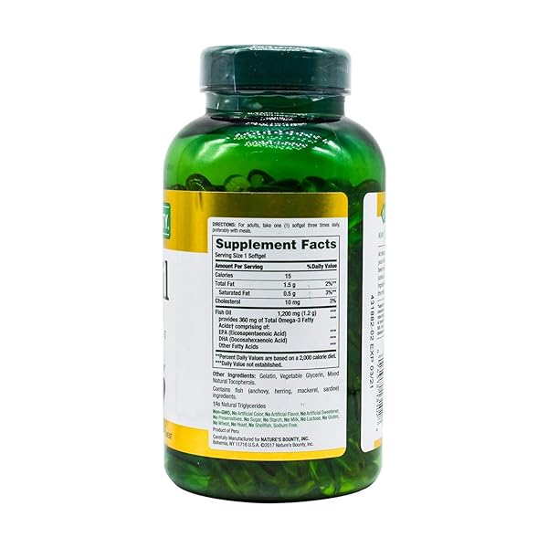 NATURE’S BOUNTY FISH OIL, SUPPORTS HEART HEALTH, 1200 MG, RAPID RELEASE SOFTGELS, 200 CT