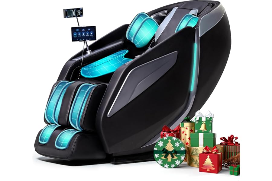 RelaxRelife Full Body Zero Gravity Massage Chair with Body Scan 4D Intelligent Shiatsu Strecth Massage, Back/Leg Heated with AI Voice Control Bluetooth Speaker Airbags SL Track Massage Black