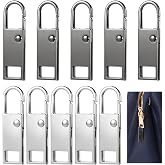 10 PCS Zipper Pulls Replacement Metal Zipper Pull Tabs, Detachable Zippers Handle Mend Fixer Tab Repair for Luggage, Backpacks, Suitcases, Jackets, Purses, Handbags