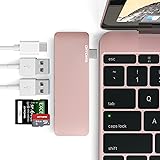 DITONG Type-C USB 3.0 Hub C 5 in 1 Aluminum Multi-Port Adapter with 2 USB 3.0 ports, a SD and Micro SD Card slots and a USB-C Charging port for 12 I MacBook Pro 2015/2016, 2017 MacBook Pro (Gold Rose)