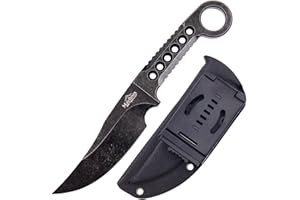 Fixed Blade Knife with Kydex Sheath, Whole 4Cr13 Stainless Steel Tools, 6MM Thickness, Stone Wash Surface, Carry Camping Surv