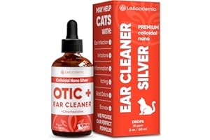 LeAcademic Cat Ear Cleaner | Cat Ear Infection Treatment | OTIC+ Silver Cleaner and Chlorhexidine Wash | Great Solution for Kitties Otic Itching, Irritation & Wounds | 2 Oz
