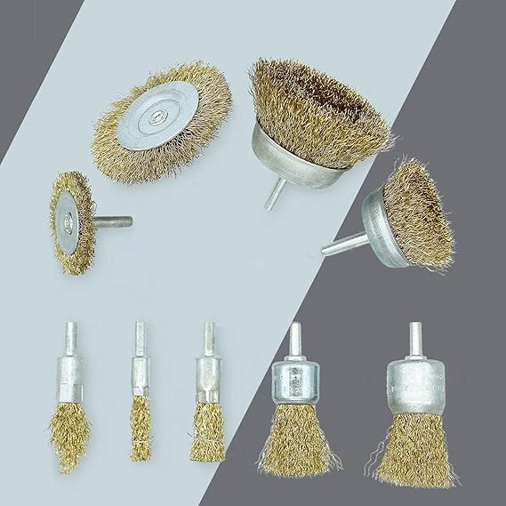 Wire Wheel Brush Drill Attachment 9 Pcs with 1/4in Shank for Cleaning