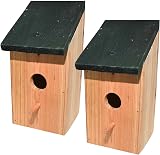 RAM 2x Wooden Bird Nesting Box Nest Bird House Blue Tit Robin Sparrow view 1