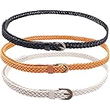CHIC DIARY Women Braided Waist Belt Skinny Woven Belt for Dress