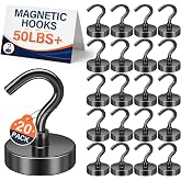 FINDMAG Magnetic Hooks for Cruise Cabins, 20 Pack 50LB+ Black Magnet Hooks | Strong Neodymium Magnets with Hooks for Hanging, Locker, Grill, Fridge, Classroom, Kitchen, Cruise Essentials 2026