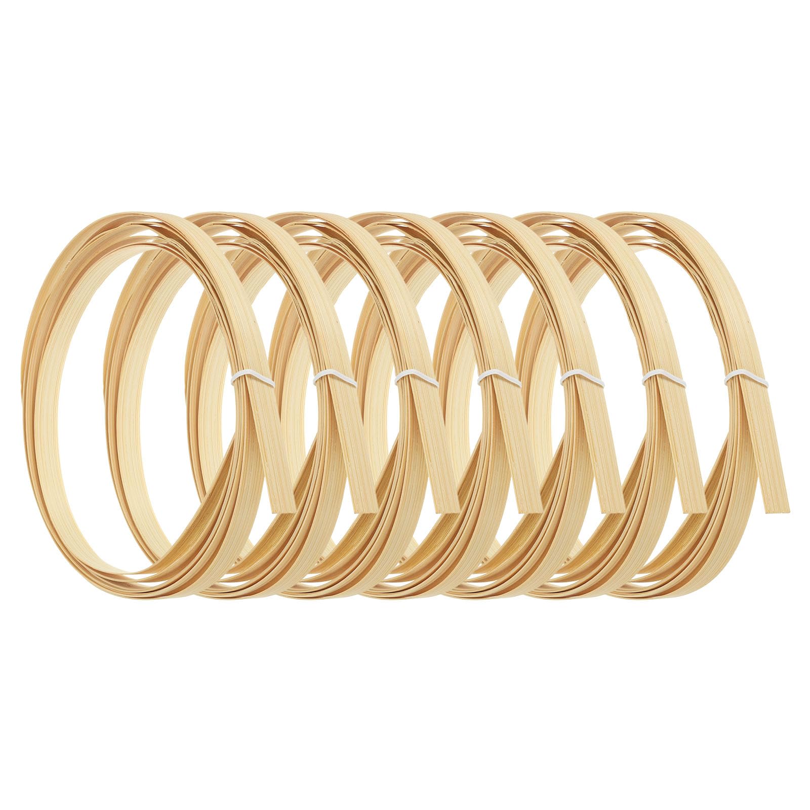 PATIKIL Bamboo Strips for Weaving 7/16" x 10 Ft, 7 Pack Thin Flat Wicker Rattan Cane Reed for Making Basket Webbing DIY Crafts, Natural Color