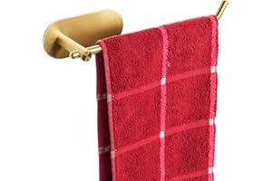 TocTen Hand Towel Holder/Towel Ring, No Drilling Stick on Wall Hand Towel Bar, SUS 304 Stainless Steel Hand Towel Rod, Strong
