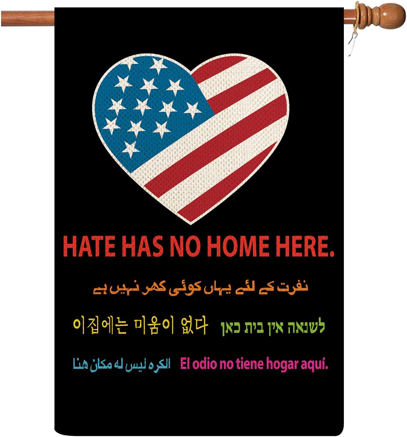 Coskaka Hate Has No Home Here Garden Flag American Flag Patriotic Stripes and Stars Flag Vertical Double Sided Rustic Farmland Buffalo Check Plaid Burlap Yard Lawn Outdoor Decor 12.5x18 Inch