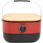 Cuisinart Venture™ Portable Gas Grill, Small Camping Grill with Cutting Board and Handle, Non Stick Porcelain Enameled Cast I