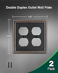 TREEWELL 2-Pack Double Duplex Outlet Cover, Aged