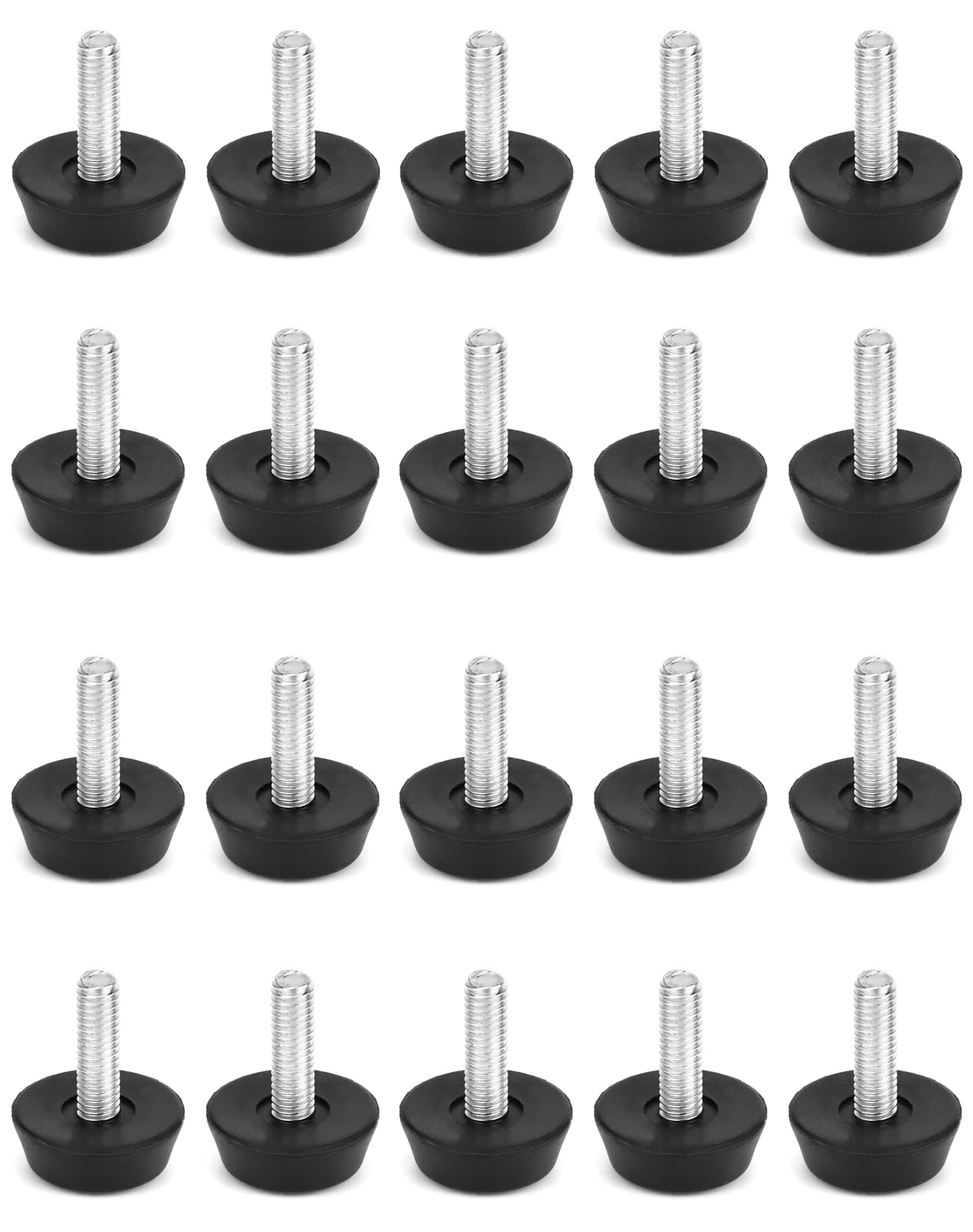 QWORK Levelling Feet , Furniture Levellers , Furniture Screw Leveling Foot , M6x20mm , 20 Pcs