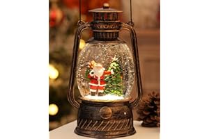 EDDORUNNING Christmas Decorations Indoor-Musical Snow Globe Christmas with 6H Timer,Santa Christmas Tree Lighted Scene Snow Globes Lantern USB or Battery Powered,Christmas Decorations Decor for Home