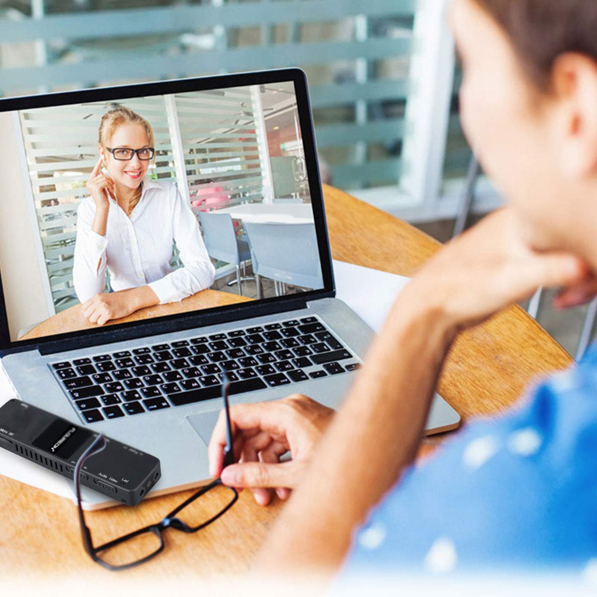 Voice Recorder, FLOUREON Rechargeable Audio/Video Recorder Portable Dictaphone Recording for Lecture/Interviews/Class/Meetings with USB Port for PC/Laptop, 1080P Mini Camera with Night Vision/Motion Detection