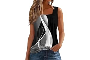 NAMTYQX Womens Tank Tops Ruffled Square Neck Printed Shirts 2024 Summer Casual Loose Fit Sleeveless Cute Tank Tee for Women