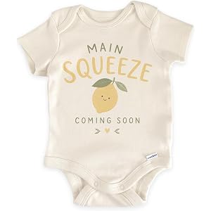 Main Squeeze Lemon Pregnancy Announcement Bodysuit (0-3 Months, Natural) | Citrus Baby Reveal, Summer Newborn Photo Outfit, G