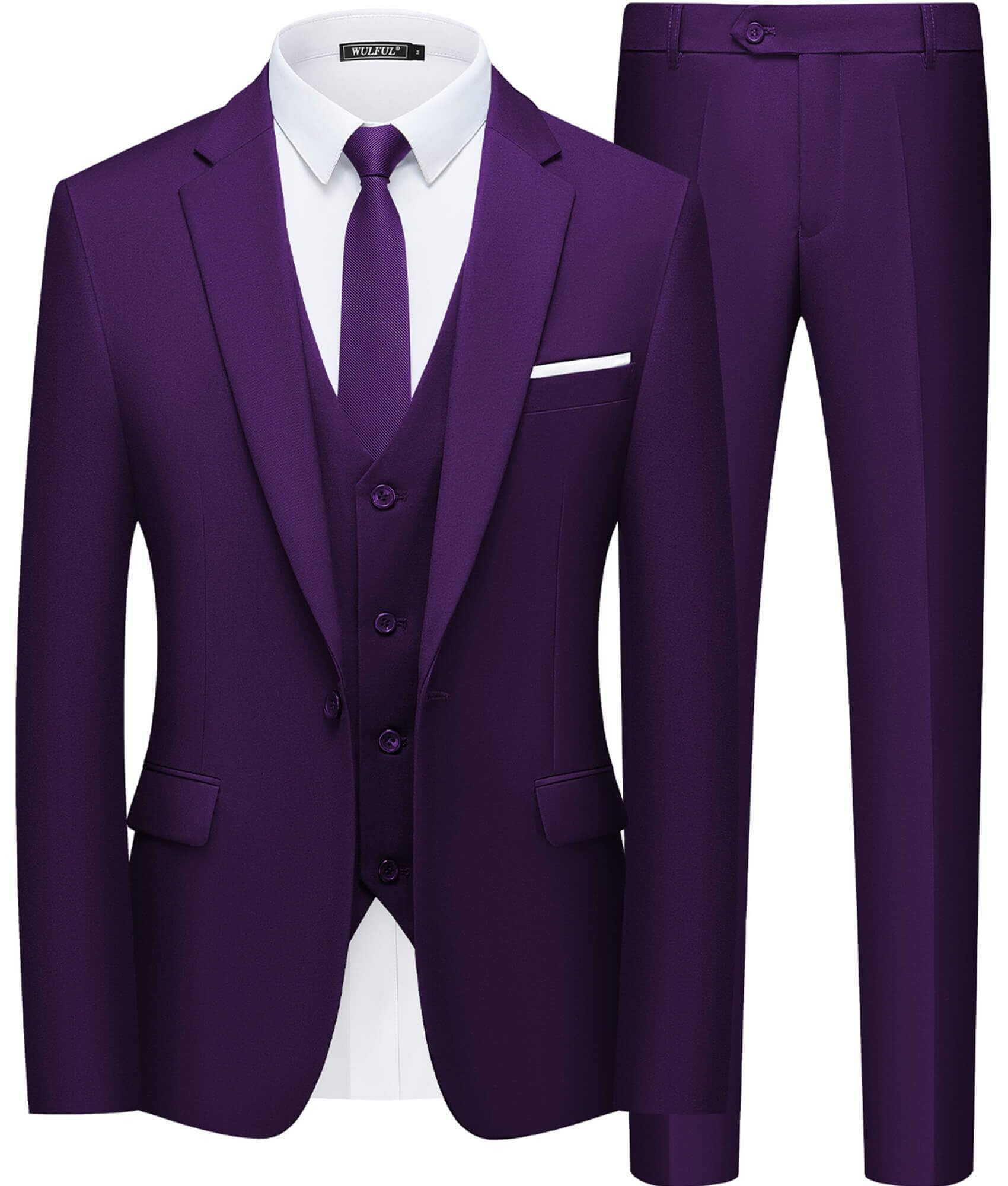 Mens Easter Suit - Jacket and Pants in Summer Color Purple Modern Fit Light Weight