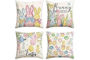 CAXBGKN 4Pcs Easter Pillow Covers Easter Decorations Easter Throw Pillow Covers Spring Cushion Cover Spring Throw Pillows Cus