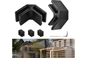 GOSURE Railing Glass Clamps 4 Pack, Glass Balustrade Clamp for 5/16"- 3/8"-1/2" Thinkness, 304 Stainless Steel Double Sided Railing Clip Holder for Pool Outdoor Fence Balcony Stair(Black, 90 Degree-2pcs)