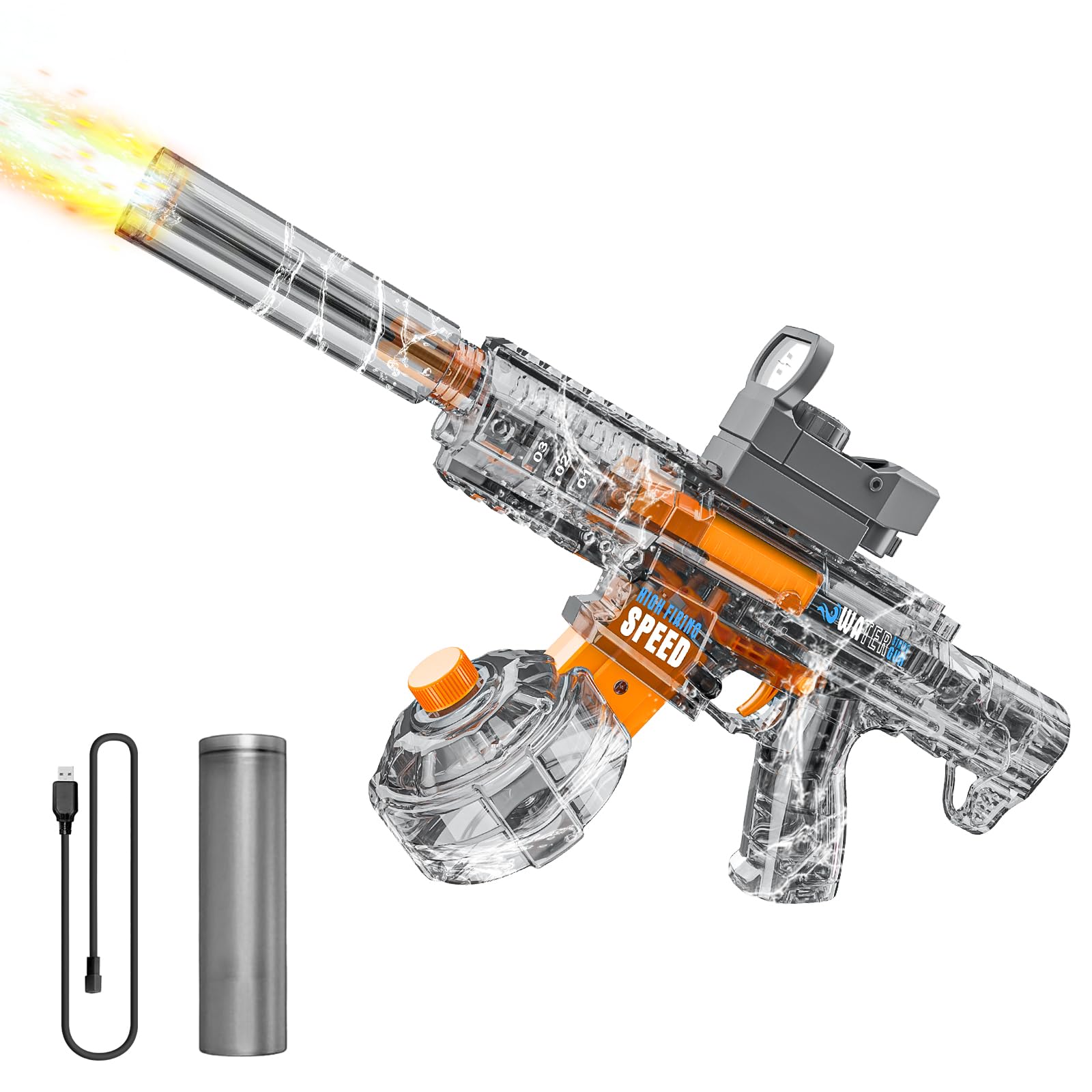 Electric Water Gun, High-Power Battery Water Pistol, Large Capacity Water Gun with laser, Suitable as a Gift for Children & Adults, Summer Outdoor Swimming Pool Beach Party Water Blaster Toy(grey)
