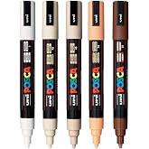 posca Paint Art Markers, Set of 5 5M Medium Markers with Reversible Tips, Neutral Collection