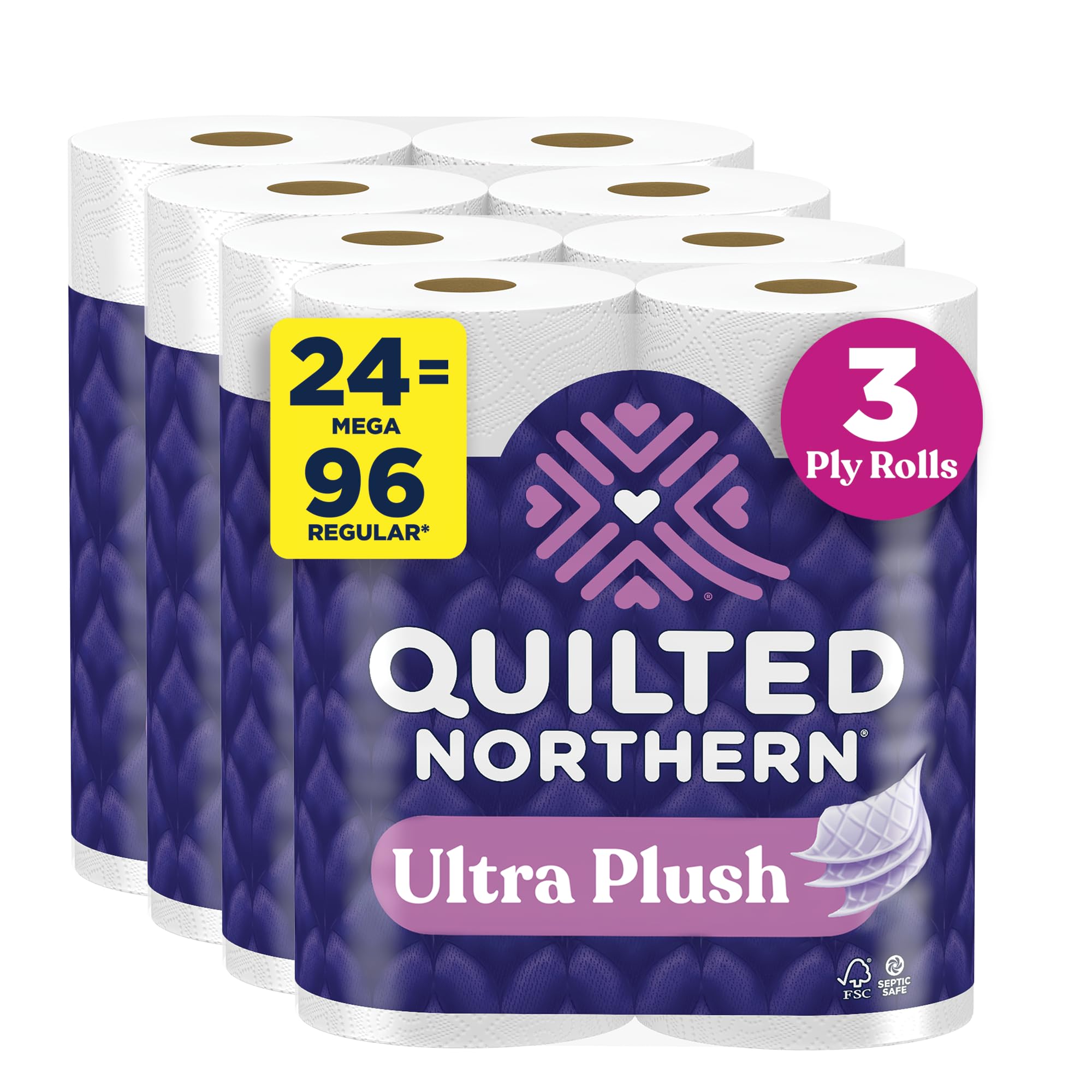 Quilted Northern Toilet Paper, Ultra Plush, 24 Mega Rolls, Bath Tissue | Quilted Northern Ultra Plush toilet paper; 24 Mega R