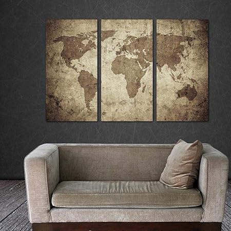 WSNDGWS Decoración para el hogar Lienzo Mapa del Mundo Pintura en ...