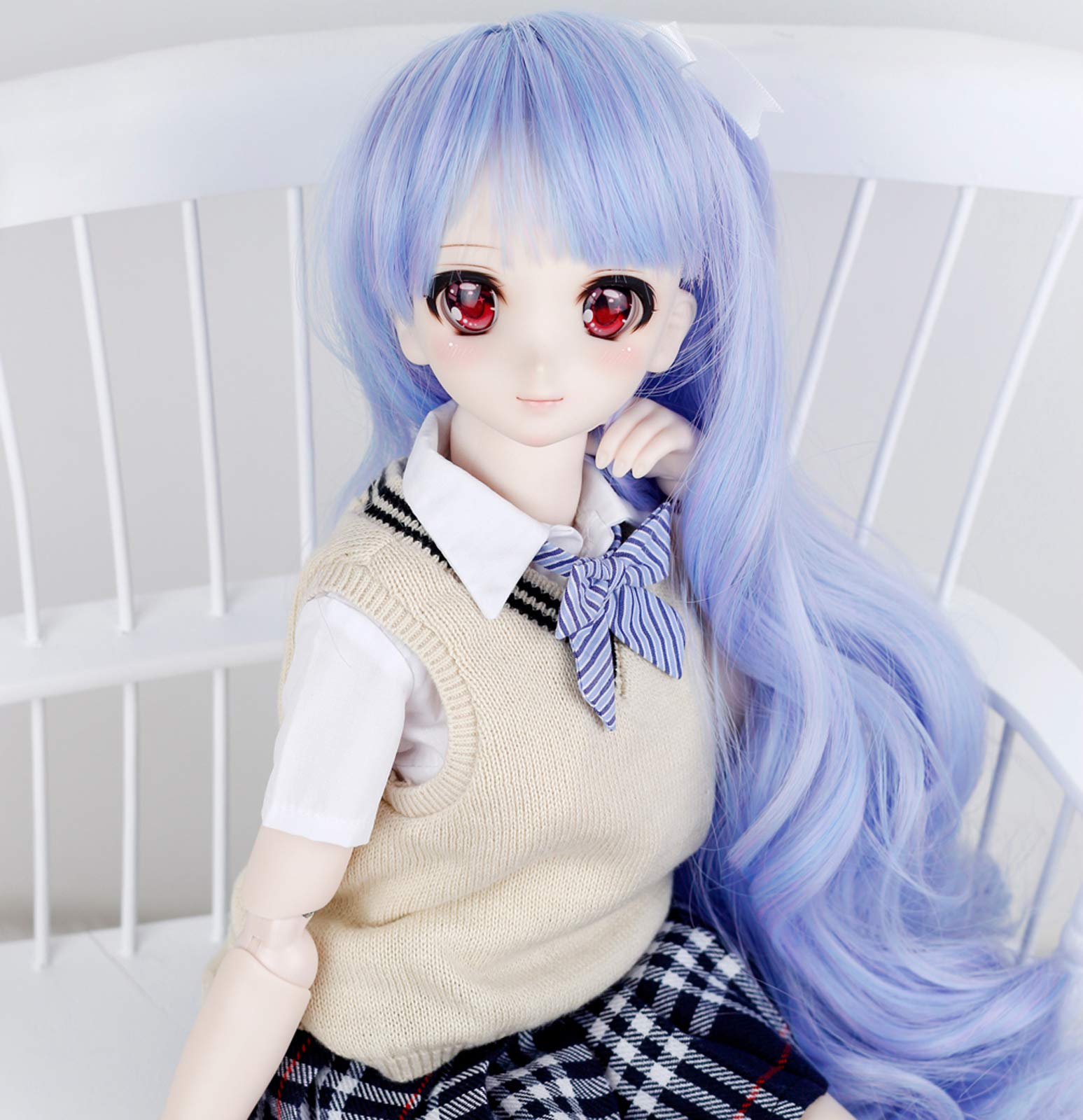 Wigs Only 8-9 inch 1/3 BJD Wig Doll Hair SD DZ DD DOD Wig (Blue)