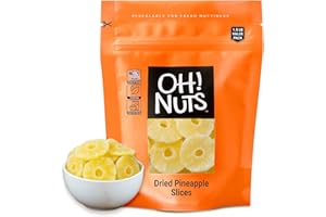 Oh! Nuts Dried Pineapple - 1.5 LB - Dried Fruit Rings - Less Sugar Added - Dehydrated Fruit Bites - Packed in New York Zip-Seal Bag for Exceptional Freshness