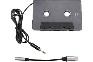 fosa Car Cassette Adapter, Type C to Aux Tape Adapter for Car Stereo, 3.5mm Cassette to USB C Nylon Braided Cable, Gold Plate