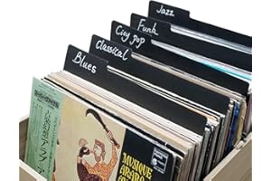 12.9 Inches Vinyl Record Dividers Black Hard PP Material Category Tab Double-Side Plastic Record Guides for LP, Album Crate, 