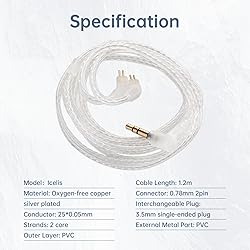 QOA Celest Lcelis 2 Core Silver Plated IEM Cable, 2