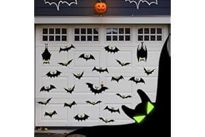 CHNBCG 24 Pcs Halloween Magnetic Bats for Garage Door - Glow in The Dark Eyes, Waterproof, Reusable Decorative Magnets for Car, Refrigerator, Metal Surfaces