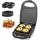 SugarWhisk Egg Bite Maker with 2 Silicone Egg Molds for Breakfast Sandwiches, Breakfast Maker, Omelet Pan, Healthy Snacks or Desserts, Black