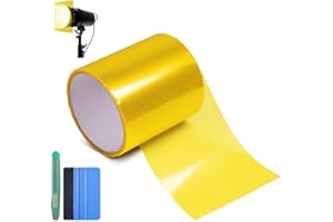 Arespark Color Transform Light Filter Film, DIY Transparent Filter Film Sheets Stickers for Christmas Decor, Garden Lights, Glass Doors Windows Tint, Car Fog Light Tint (4inx20ft, Yellow)