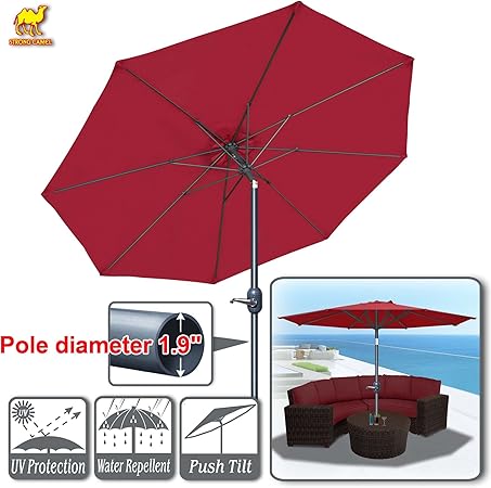 Amazon Com Strong Camel Patio Umbrella 10 With Tilt And Crank 8 Ribs Outdoor Garden Market Parasol Sunshade Burgundy Garden Outdoor