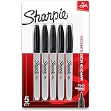 Sharpie Permanent Marker, Fine Point, Black, Pack of 5