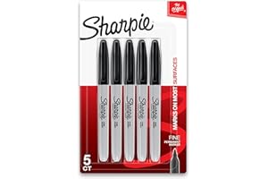 Sharpie Permanent Marker, Fine Point, Black, Pack of 5