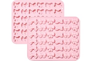 Ipotkitt 2pcs Pink Silicone Bow Molds Mini Bowknot Shaped Silicone Chocolate Molds Rubber Candy Molds for DIY Cute Ice Grid C