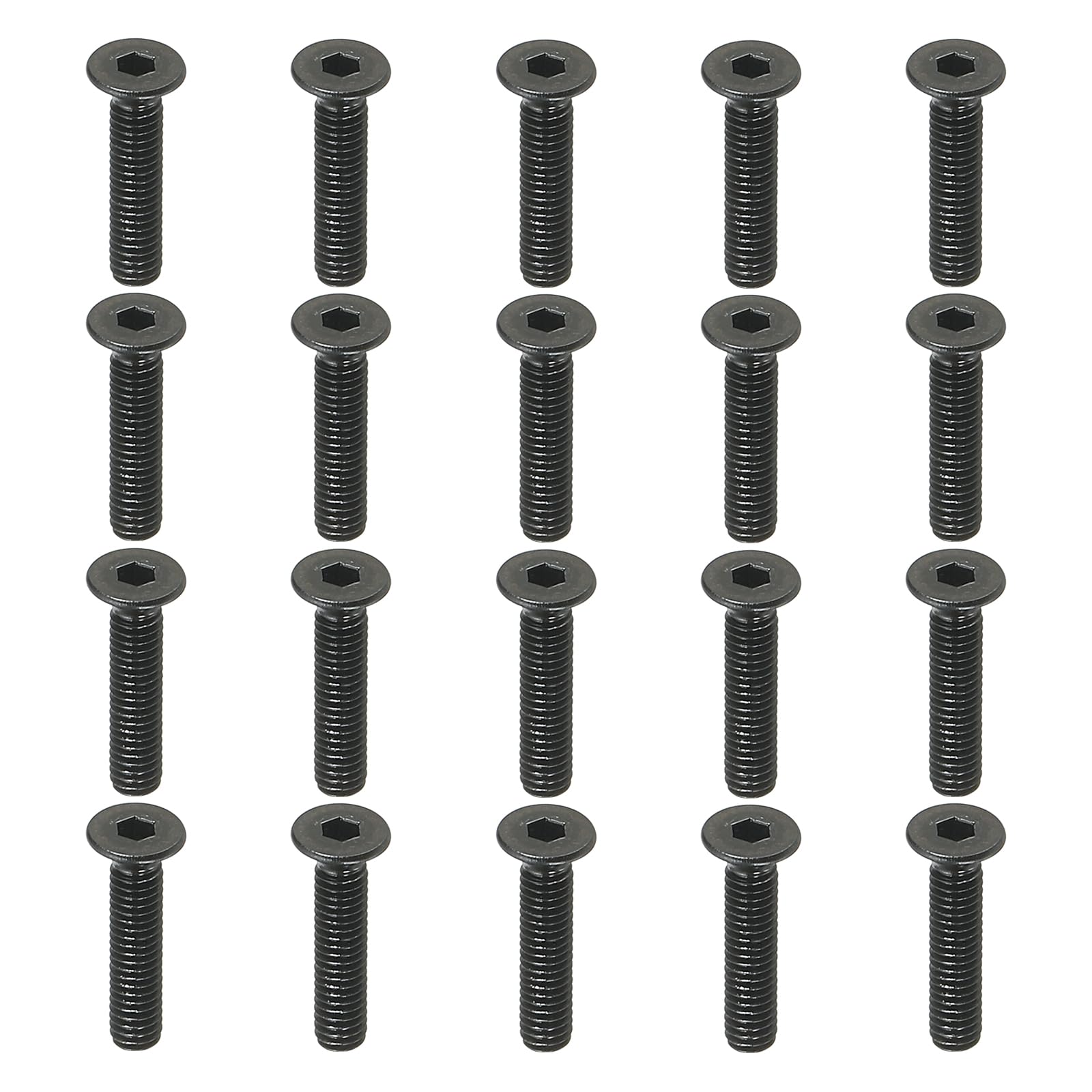 PATIKIL M2.5 x 12 mm Flat Head Socket Cap Screws, 50 Pack Flat Countersunk Bolts Medium Carbon Steel Hex Socket Drive Machine Screws Full Thread Black Oxide Grade 10.9