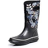 WTW Mid Calf Rain Boots for Women - Waterproof Insulated Neoprene Mud Boots Outdoor Hunting Garden Boots