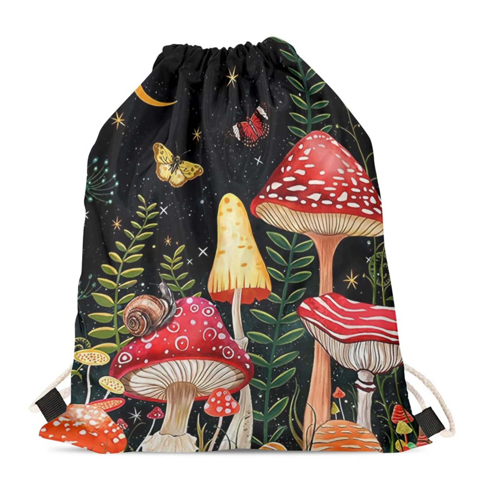 BYCHECAR Mushroom Drawstring Bags Teen Girl Dance Gymnastics Pouch Women Beach Shipping Travel Hiking Cinch Sack Kids School Pe String Backpack