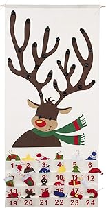 Good Ruby Reindeer Christmas Advent Calendar for Kids, Hanging Felt Countdown to Christmas Calendars with Number Pockets (Reindeer)