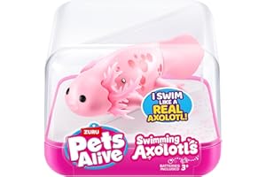 BARGAINSMANIA Pets Alive Swimming Axolotl - Pink - Dive Into An Enchanting World Of Underwater Fun With Pets Alive Swimming Axolotls! - Includes: 1 X Axolotl, 1 X Collector's Guide