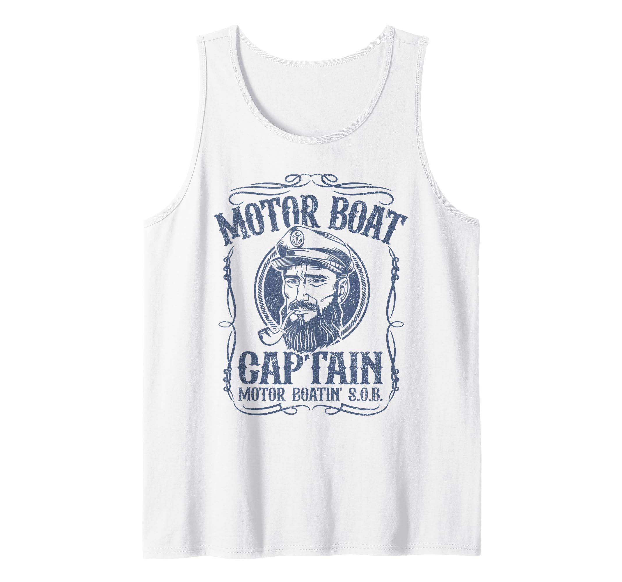 Photo 1 of Mens Motor Boat Captain Funny Pontoon Boating Motor Boatin Lake Tank Top-XL