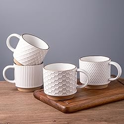 GBHOME 15OZ Stackable Coffee Mugs, Ceramic Coffee