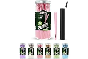 LaSyL Pre Rolled Cones | 50 Pack King Size (Pink) | Rolling Paper with Tips and Packing Tubes (4.3inch/109mm) | Burn Slow and Even
