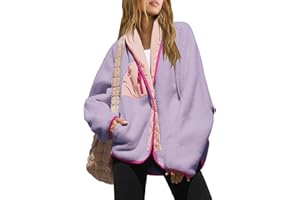 Nirovien Womens Fuzzy Fleece Jacket Colorblock Sherpa Jackets Shawl Winter Coats with Pockets Warm Outwear